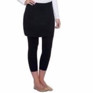 Legacy Brushed Cotton Skirted Cropped  Legging Black Size L Stretch Mid Length